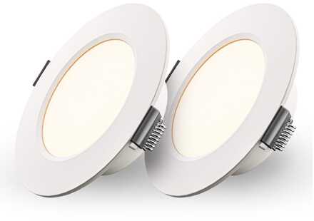 Set van 2 Georgia LED Inbouwspots - 3W 300lm - Rond - 2700K - 91mm - IP20 - Wit