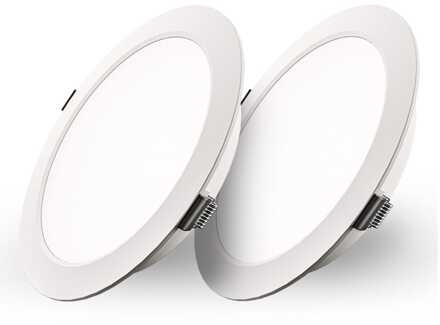 Set van 2 Georgia LED platte Inbouwspots wit - inbouwdiepte 25mm - 12W 1160lm - Rond - 6500K Daglicht Wit - Ø170 mm - IP20 voor binnen