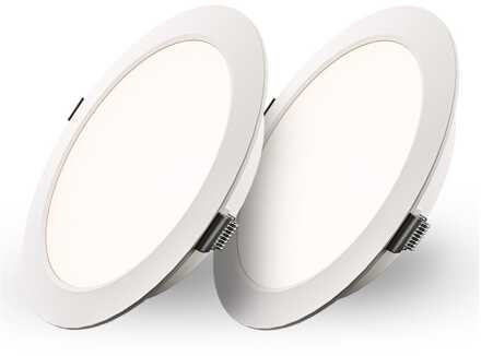 Set van 2 Georgia LED platte Inbouwspots wit - inbouwdiepte 25mm - 18 Watt 1820lm - Rond - 4000K Neutraal Wit - Ø220 mm - IP20 voor binnen