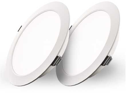 Set van 2 Georgia LED platte Inbouwspots wit - inbouwdiepte 25mm - 18 Watt 1820lm - Rond - 6500K Daglicht Wit - Ø220 mm - IP20 voor binnen