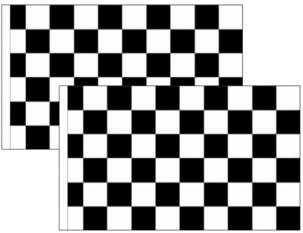 Set van 2 geruite finish vlaggen 90 x 150 cm - Race thema feestartikelen - Race vlaggen