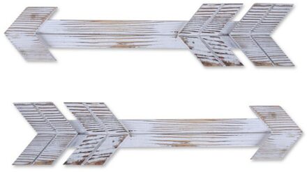 Set Van 2 Houten Pijl Teken Muur Decor Rustieke Pijl Woondecoratie Boerderij Huis Muur Opknoping Decor wit