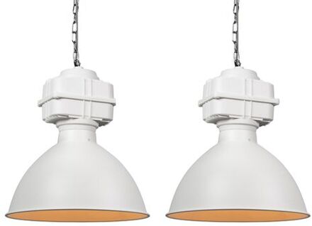 Set van 2 industriële hanglampen klein mat wit - Sicko