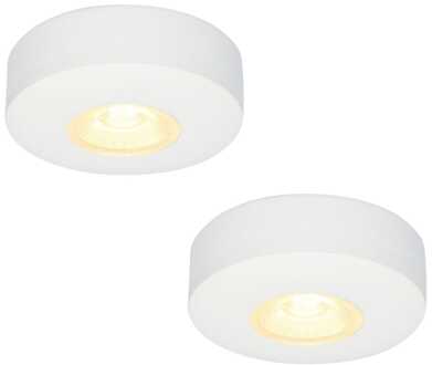 Set van 2 LED Opbouwspots Pavo wit 3 Watt 2700K 260lm Ultra dun 23 mm