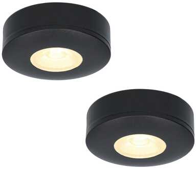 Set van 2 LED Opbouwspots Pavo zwart 3 Watt 2700K 260lm Ultra dun 23