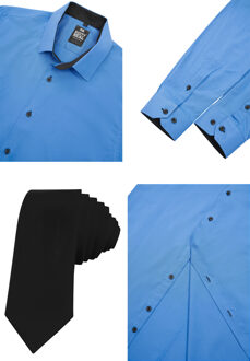 Set van 2 overhemden met stropdas Blauw - 5XL