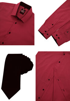 Set van 2 overhemden met stropdas Bordeaux - 3XL