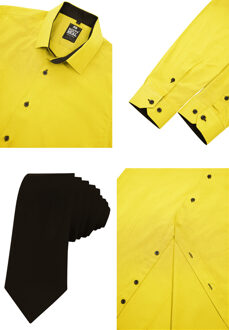 Set van 2 overhemden met stropdas Geel - 4XL
