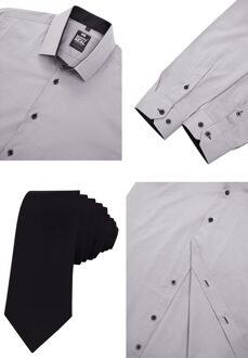 Set van 2 overhemden met stropdas Grijs - 3XL