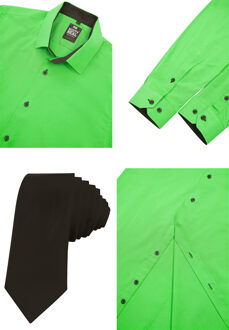 Set van 2 overhemden met stropdas Groen - 6XL