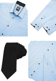 Set van 2 overhemden met stropdas Lichtblauw - 4XL