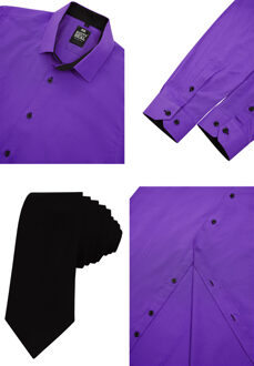 Set van 2 overhemden met stropdas Paars - 3XL