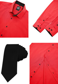 Set van 2 overhemden met stropdas Rood