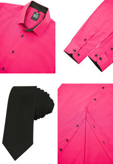 Set van 2 overhemden met stropdas Roze - 2XL