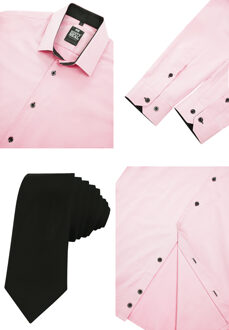 Set van 2 overhemden met stropdas Roze - 2XL