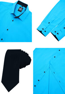 Set van 2 overhemden met stropdas Turquoise - 5XL