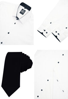 Set van 2 overhemden met stropdas Wit - 2XL