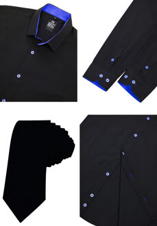 Set van 2 overhemden met stropdas Zwart - 2XL