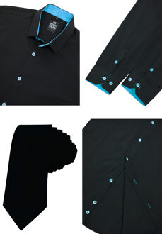 Set van 2 overhemden met stropdas Zwart - 3XL