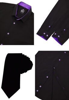 Set van 2 overhemden met stropdas Zwart - 3XL