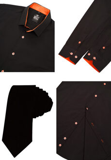 Set van 2 overhemden met stropdas Zwart - 3XL