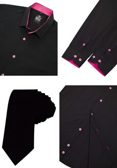 Set van 2 overhemden met stropdas Zwart - 4XL