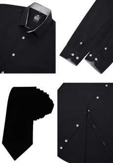 Set van 2 overhemden met stropdas Zwart - 5XL