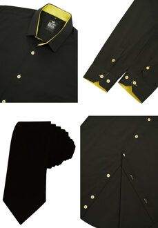Set van 2 overhemden met stropdas Zwart - 5XL