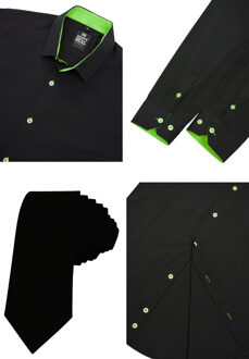 Set van 2 overhemden met stropdas Zwart - 5XL