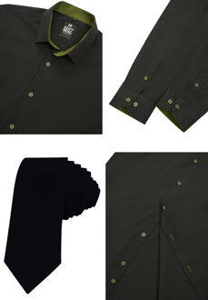 Set van 2 overhemden met stropdas Zwart - 6XL