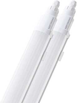 Set van 2 Q-Series LED TL Armaturen 150cm - 48 Watt 5760 Lumen vervangt 192 Watt - 120lm/W - 6500K daglicht wit licht - Gereedschapsloos Koppelbaar - IK08 - IP65 Waterdicht - Tri-proof plafondverlichting