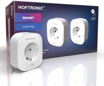 Set van 2 Slimme stekker - WiFi & Bluetooth - Extra plat - Met tijdschakelaar - Compatibel met Amazon Alexa & Google Home - Wit - 16a smart plug
