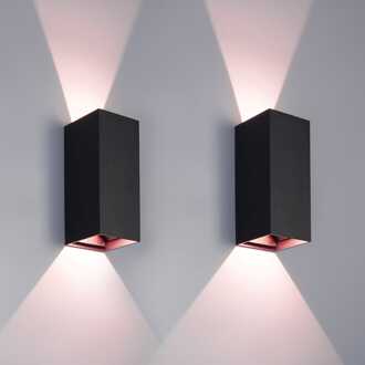 Set van 2 Smart WiFi+ Bluetooth LED Wandlamp Miles S - Dimbaar - 10 Watt - RGBWW - Up & Down light - IP65 - Zwart - Binnen en buiten