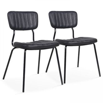 Set Van 2 Stoelen In Zwart Gecoat Textiel