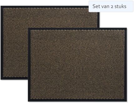 Set van 2 stuks Hamat Deurmat / Schoonloopmat 60x80cm Bruin