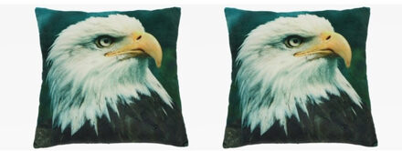 Set van 2 stuks sierkussens met print van adelaar 35 x 35 cm - Action products