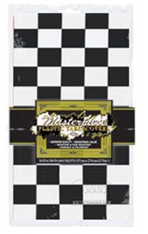 Set van 2 tafelkleden zwart/wit geblokt finish vlag race thema