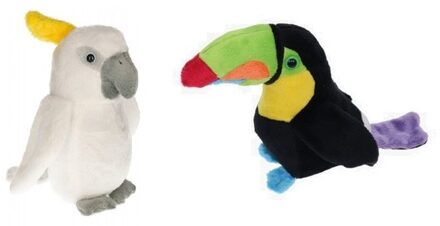 Set van 2 tropische vogel knuffels speelgoed Multi