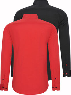 Set van 2 zakelijke overhemden Veelkleurig - 2XL