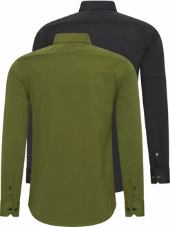 Set van 2 zakelijke overhemden Veelkleurig - 2XL