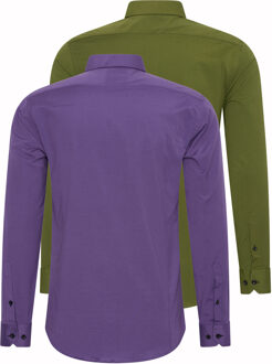 Set van 2 zakelijke overhemden Veelkleurig - 2XL