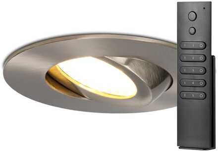 Set van 20 stuks LED inbouwspots Napels IP65 8 Watt 2700K dimbaar 360° kantelbaar RVS incl. afstandsbediening