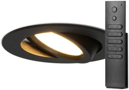 Set van 20 stuks LED inbouwspots Rome zwart IP44 6 Watt 2700K dimbaar kantelbaar incl. afstandsbediening 5 jaar garantie