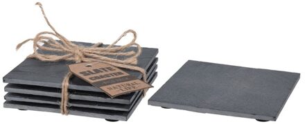 Set van 20 stuks vierkante leisteen onderzetters 10 cm - Glazenonderzetters Grijs