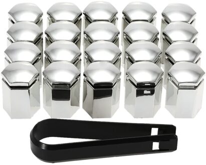 Set Van 20Pcs 17Mm Auto Wiel Moer Bolt Covers Plastic Caps Voor Vauxhall zilver