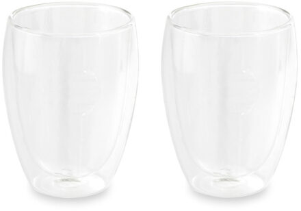 Set van 2x dubbelwandige glazen 350 ml transparant - Koffie- en theeglazen