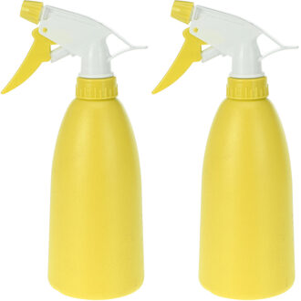 Set van 2x gele plantenspuiten 480 ml - Tuinbenodigdheden - Waterverstuiver - Plantensproeiers/plantenspuiten