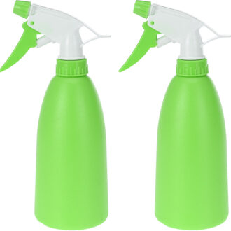 Set van 2x groene plantenspuiten 480 ml - Tuinbenodigdheden - Waterverstuiver - Plantensproeiers/plantenspuiten