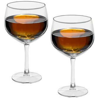 Set van 2x grote wijnglazen voor rode wijn Bourg 650 ml van glas Transparant