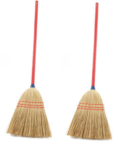 Set van 2x kinder strobezems met rode steel 75 cm